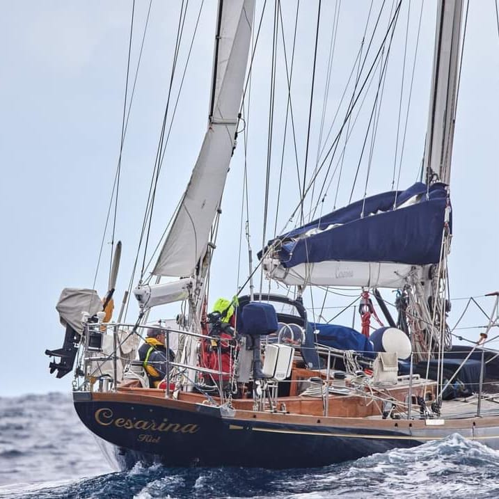 Classic sailing yacht in the Caribbean expert varnishing